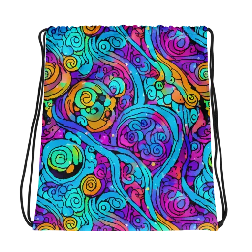 Colorstorm Spirals on a Drawstring Bag