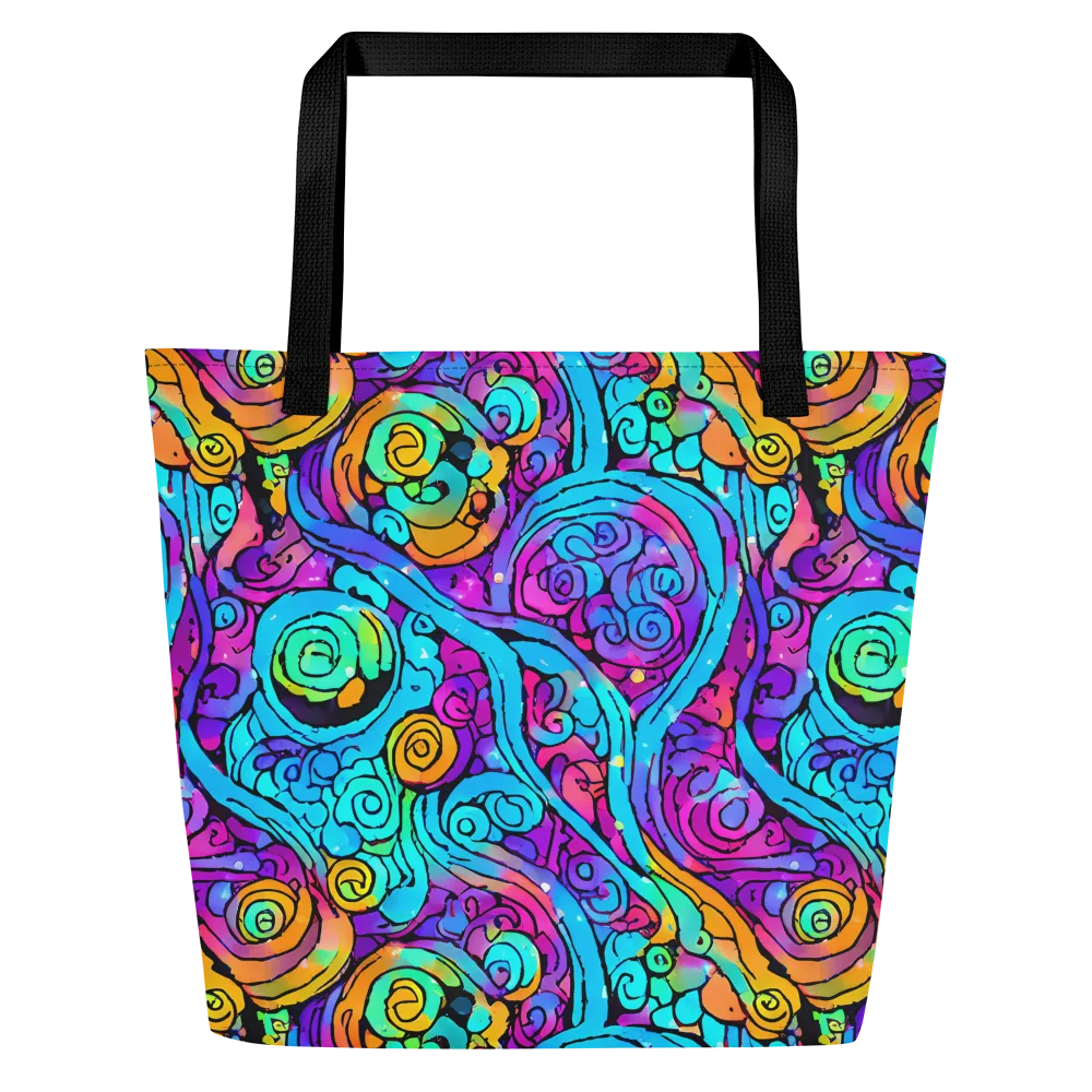 Colorstorm Spirals on Large Tote Bag W/ Pocket — Front