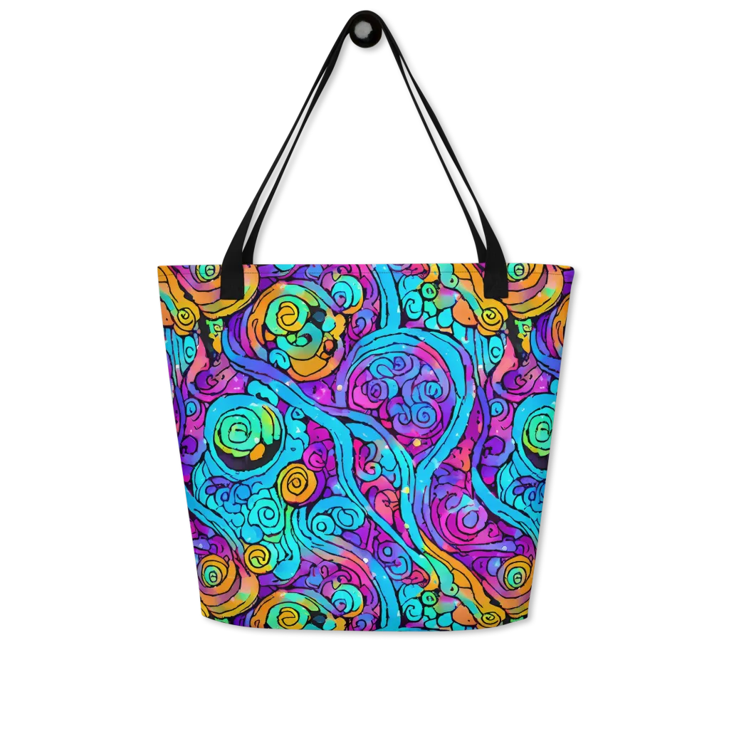 Colorstorm Spirals on Large Tote Bag W/ Pocket — Front