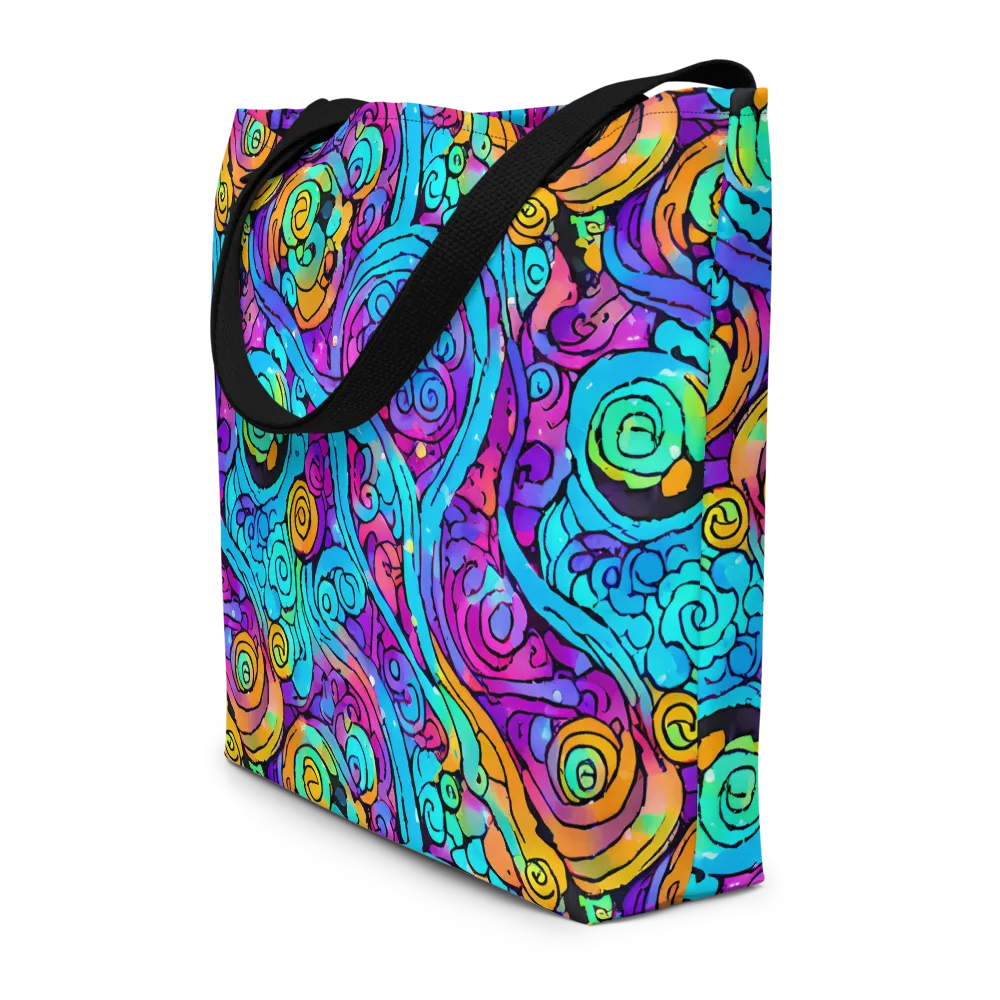Colorstorm Spirals on Large Tote Bag W/ Pocket — Front