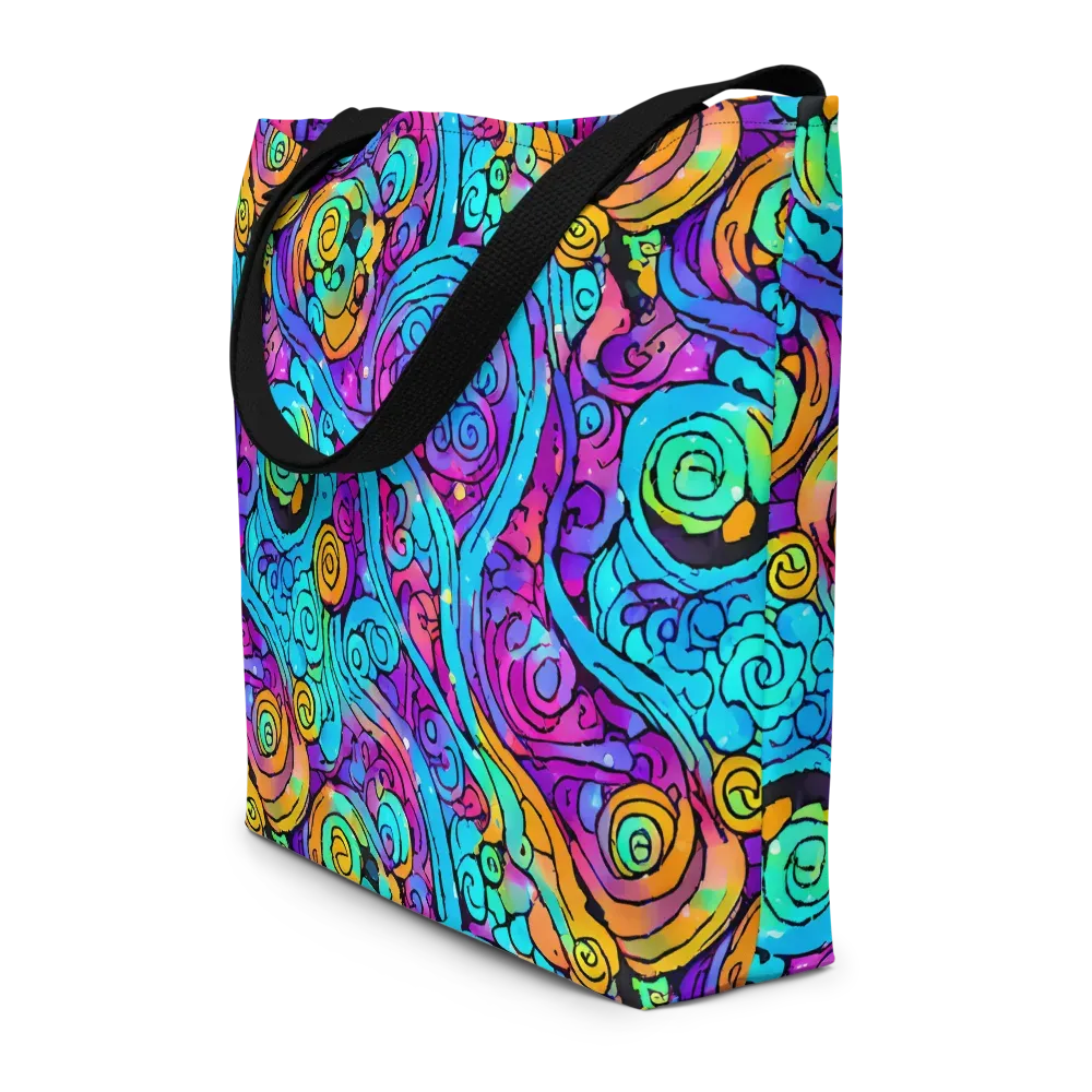 Colorstorm Spirals on Large Tote Bag W/ Pocket — Front