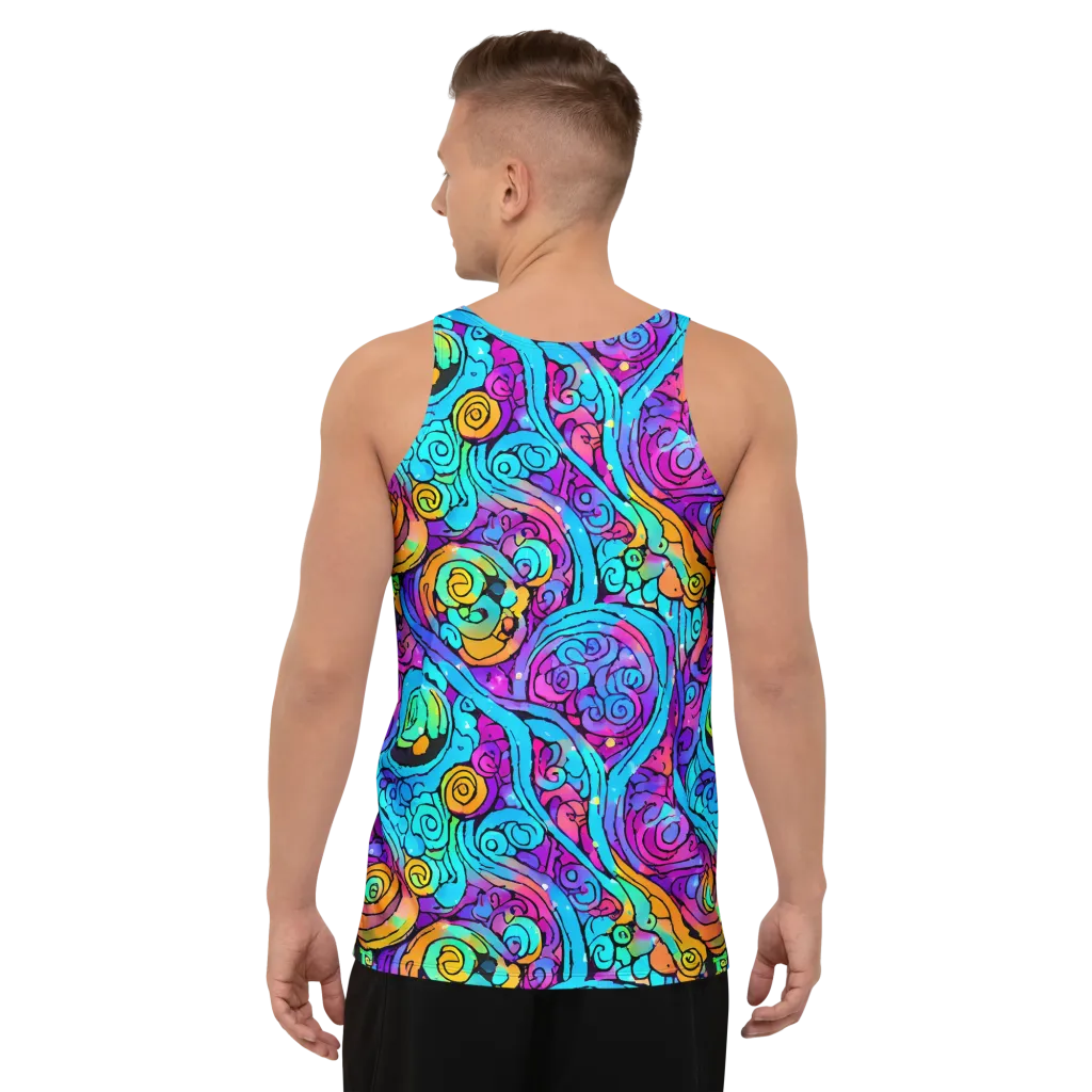 Colorstorm Spirals on Men's Tank Top — Back