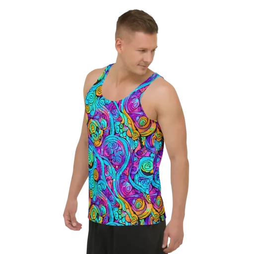 Colorstorm Spirals on a Men's Tank Top