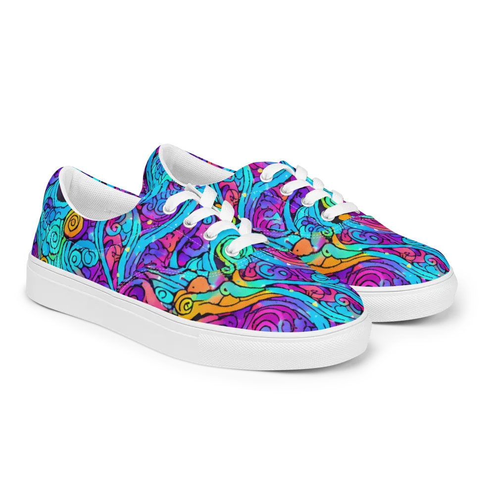 Colorstorm Spirals on Men's Lace-Up Canvas Shoes — Right Front