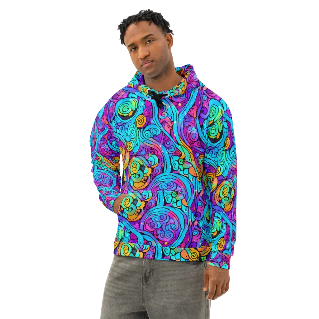 Colorstorm Spirals on Cotton Hoodie — Left Front