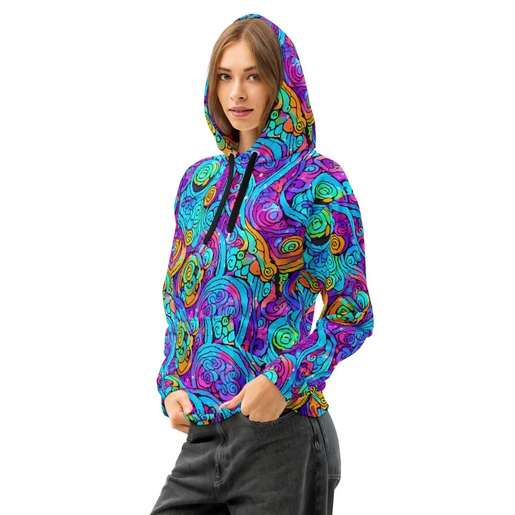Colorstorm Spirals on Cotton Hoodie — Left Front