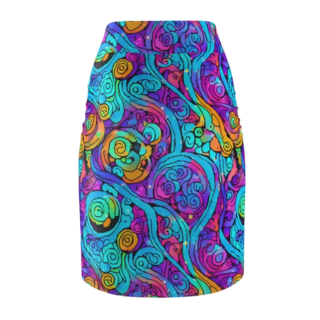 Colorstorm Spirals on Pencil Skirt — Back