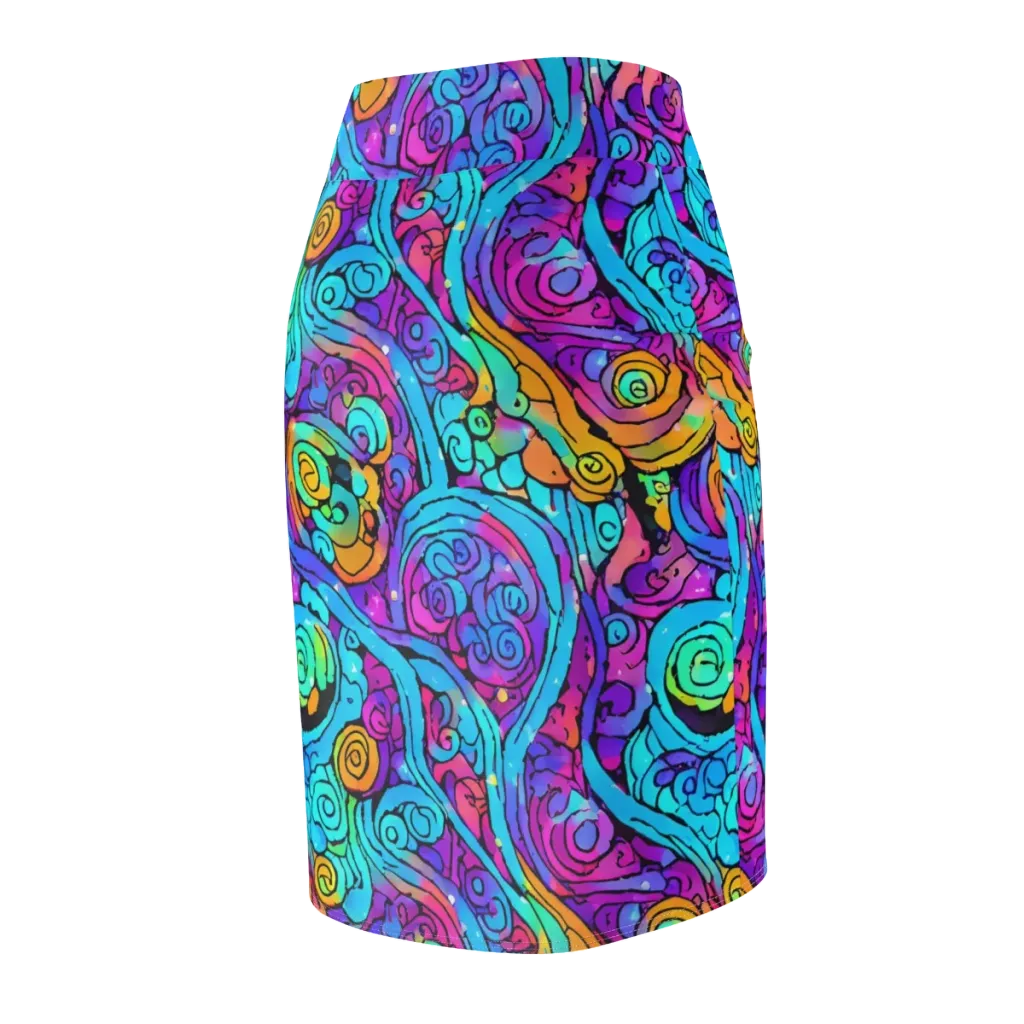 Colorstorm Spirals on Pencil Skirt — Back Side