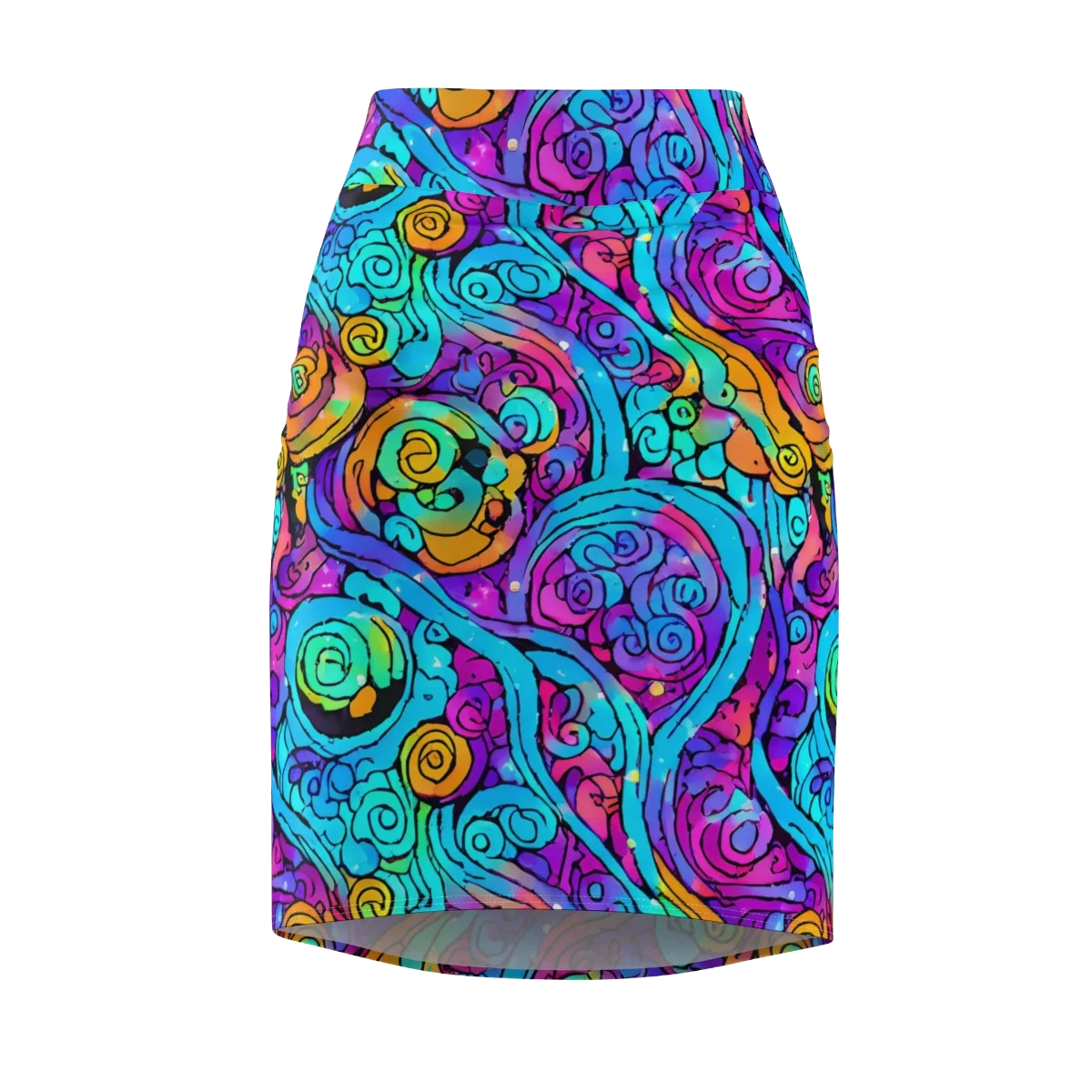 Colorstorm Spirals on Pencil Skirt — Front