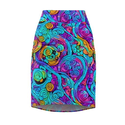Colorstorm Spirals on a Pencil Skirt