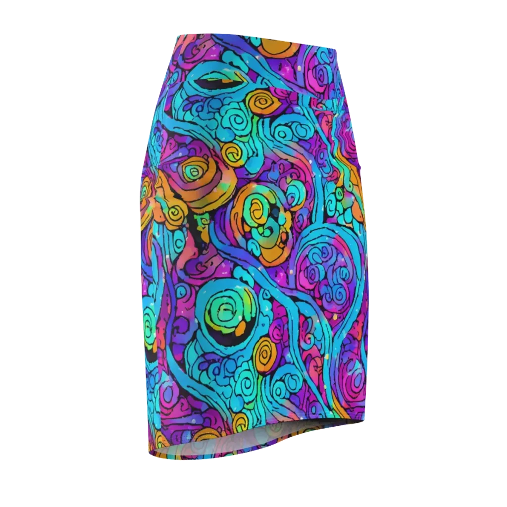 Colorstorm Spirals on Pencil Skirt — Front Side