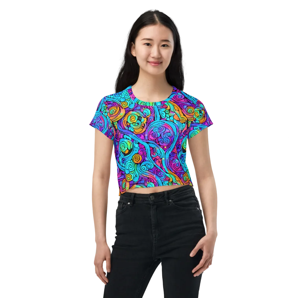 Colorstorm Spirals on Crop Tee — Front