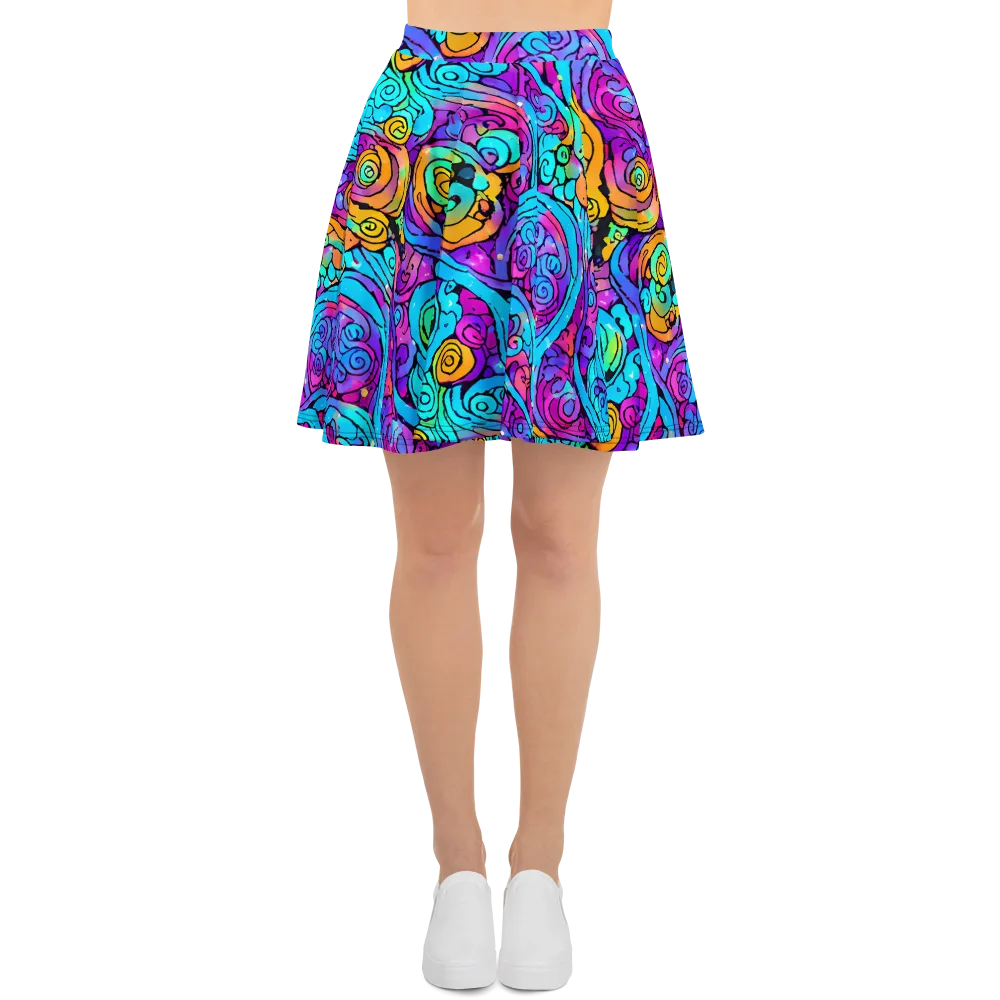 Colorstorm Spirals on Skater Skirt — Front