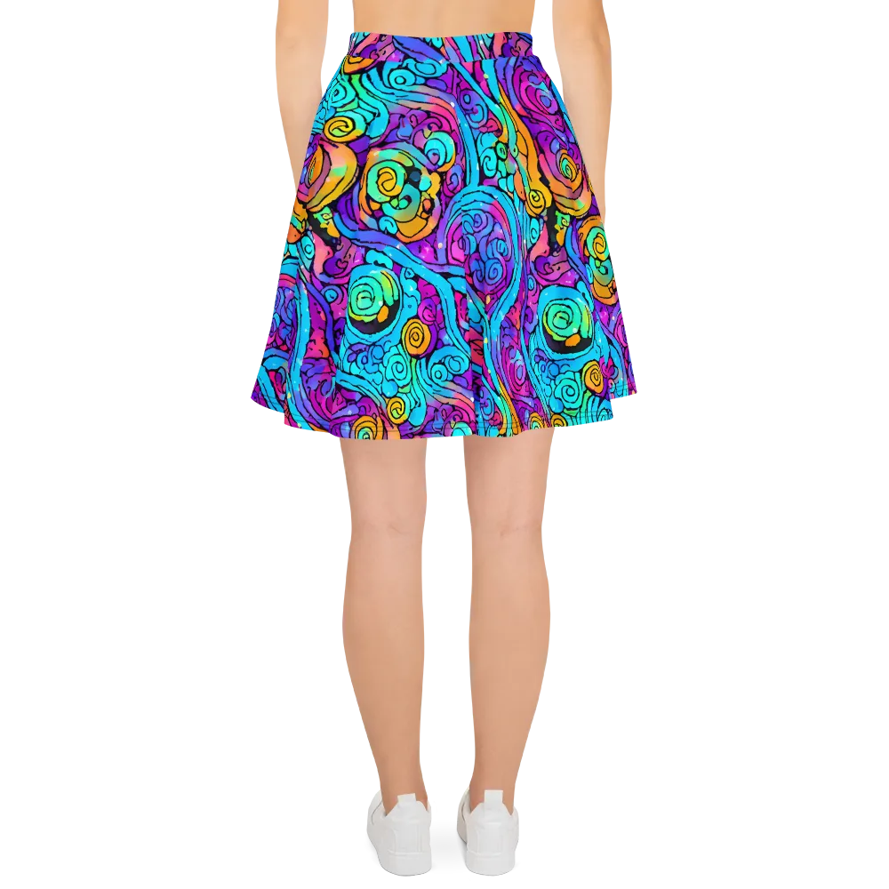 Colorstorm Spirals on Skater Skirt — Back