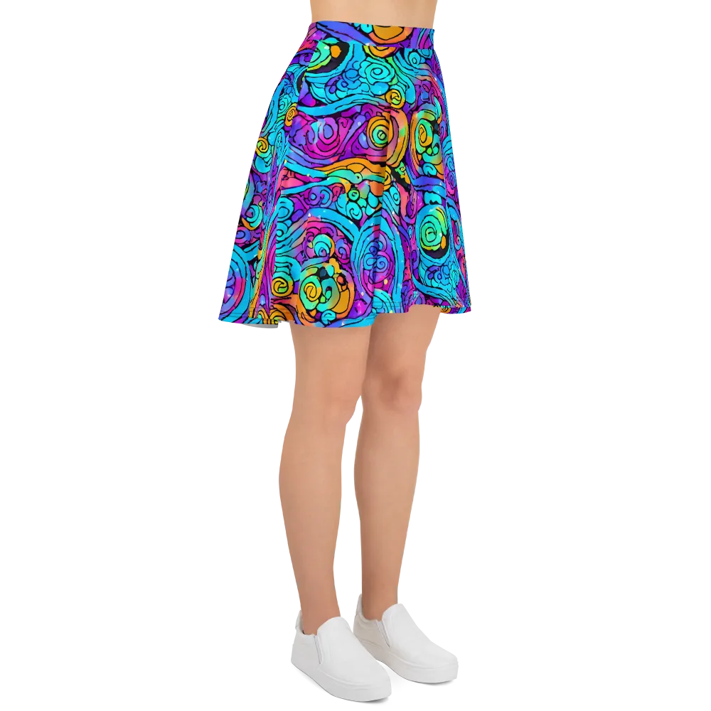 Colorstorm Spirals on Skater Skirt — Right