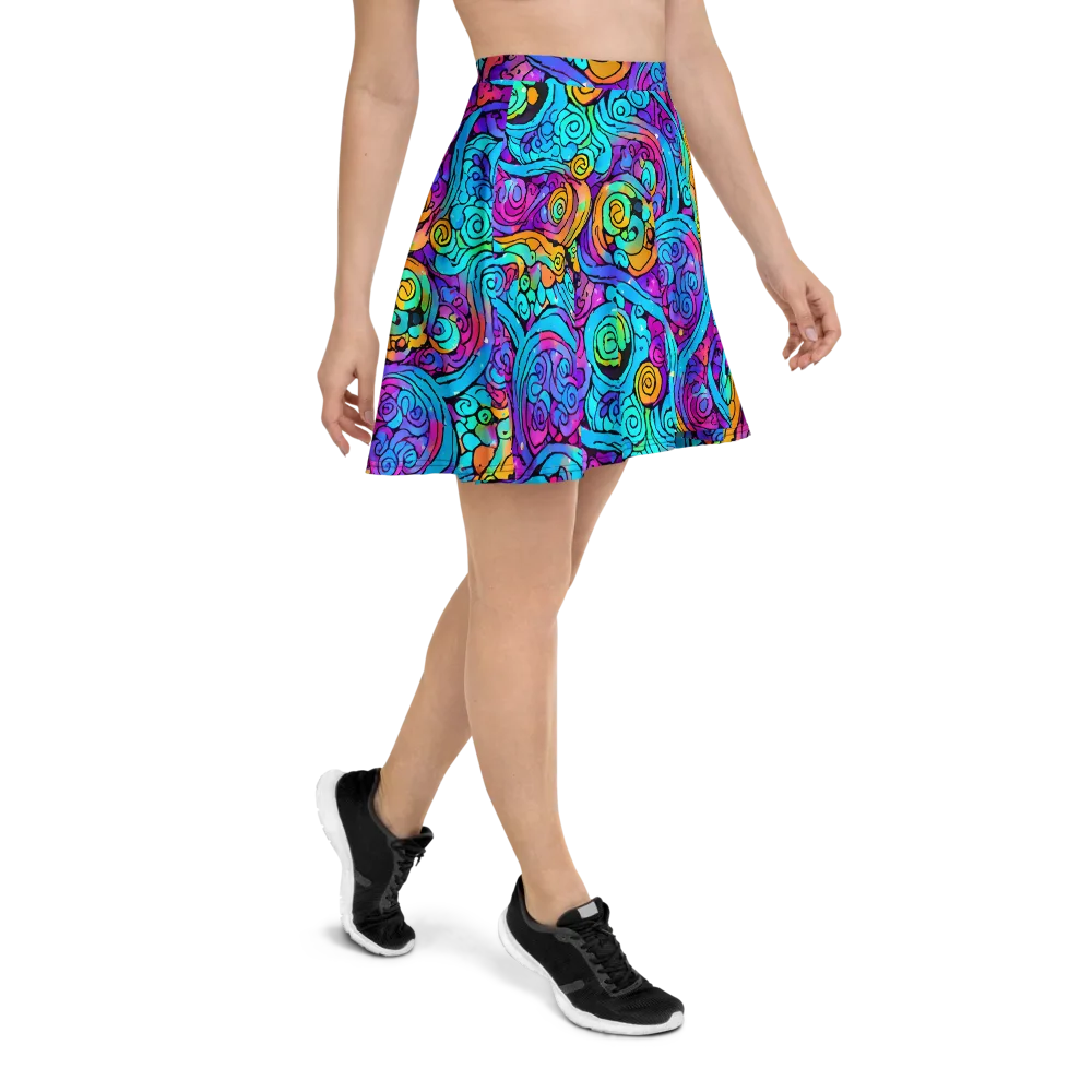 Colorstorm Spirals on Skater Skirt — Right