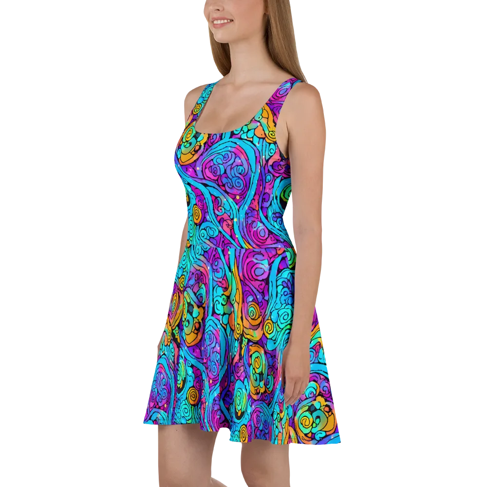Colorstorm Spirals on Skater Dress — Left