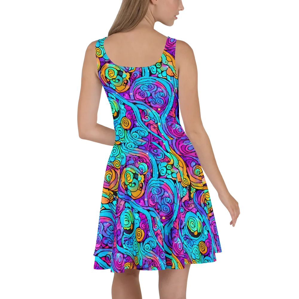 Colorstorm Spirals on Skater Dress — Back