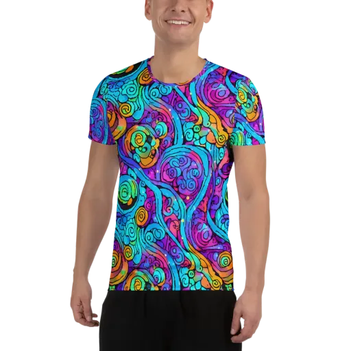Colorstorm Spirals on a Men's Athletic T-Shirt