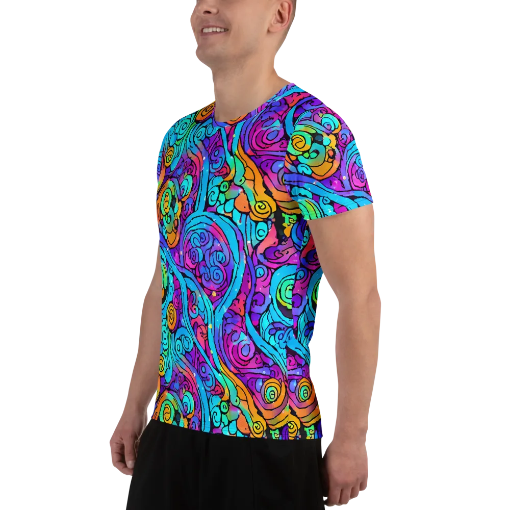 Colorstorm Spirals on Men's Athletic T-Shirt — Left