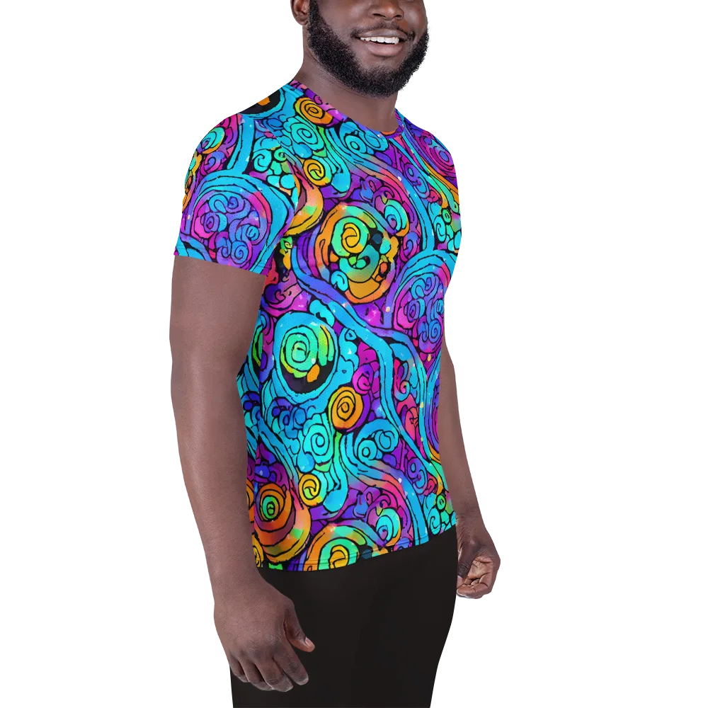 Colorstorm Spirals on Men's Athletic T-Shirt — Right