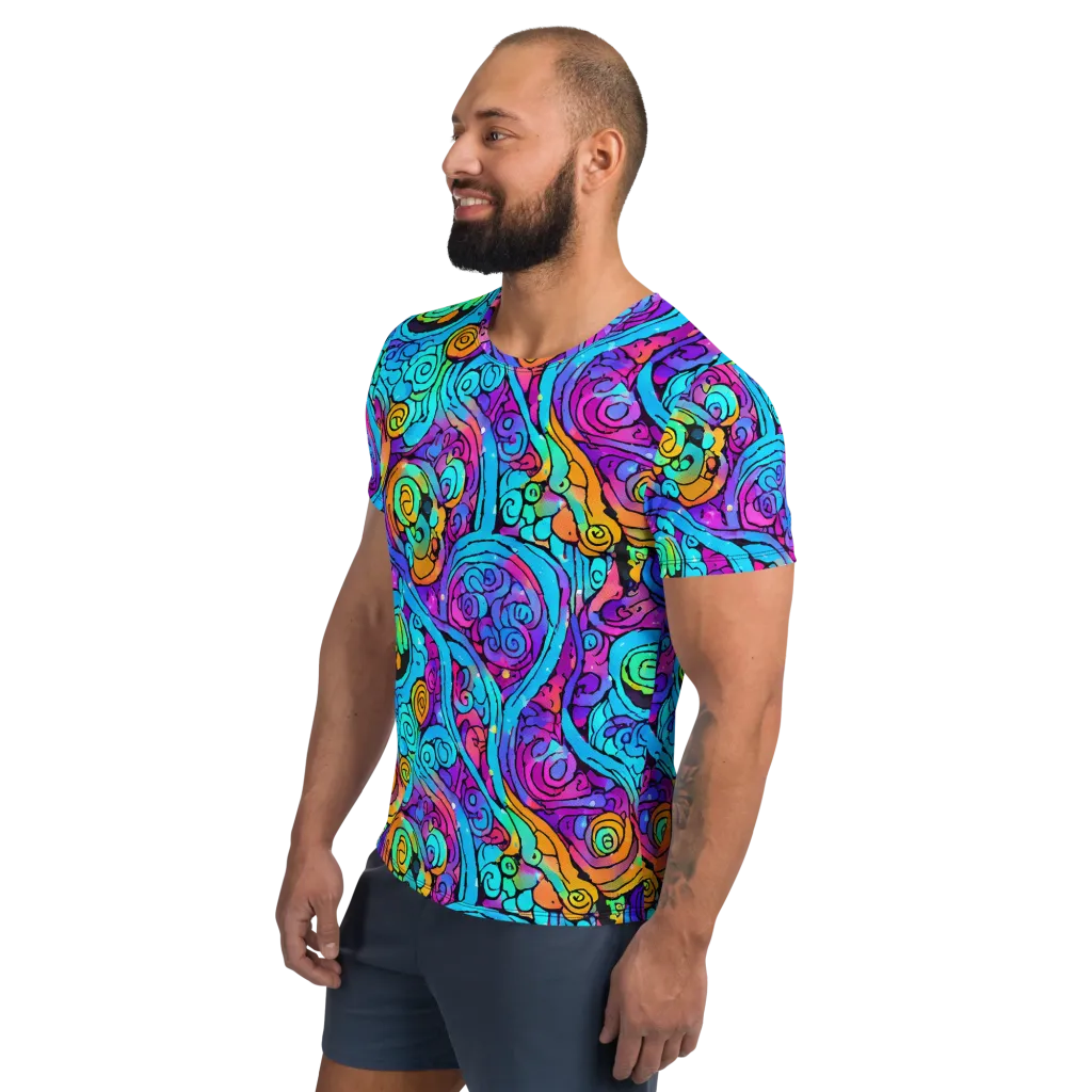 Colorstorm Spirals on Men's Athletic T-Shirt — Left