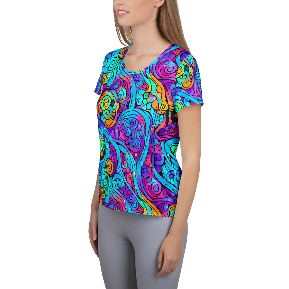 Colorstorm Spirals on Women's Athletic T-Shirt — Left