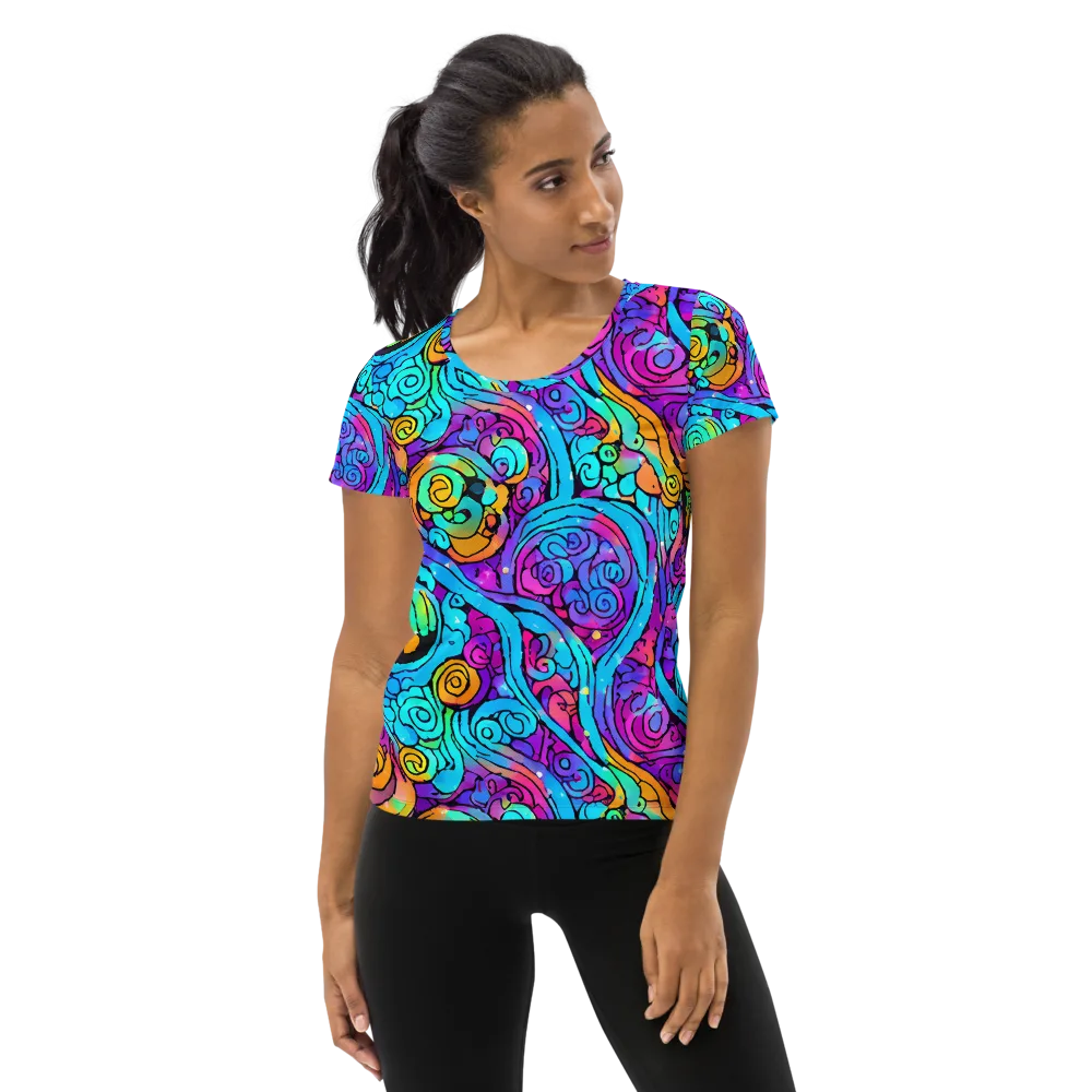 Colorstorm Spirals on Women's Athletic T-Shirt — Front