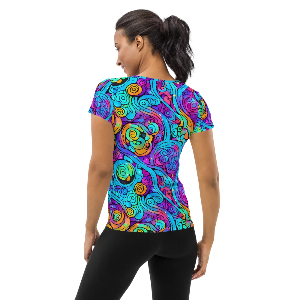Colorstorm Spirals on Women's Athletic T-Shirt — Back