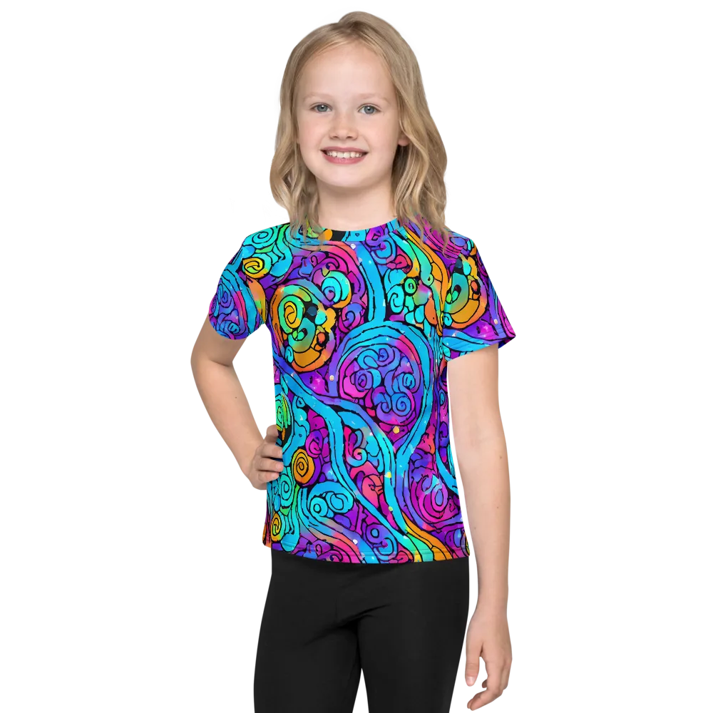 Colorstorm Spirals on Kids Crew Neck T-Shirt — Front