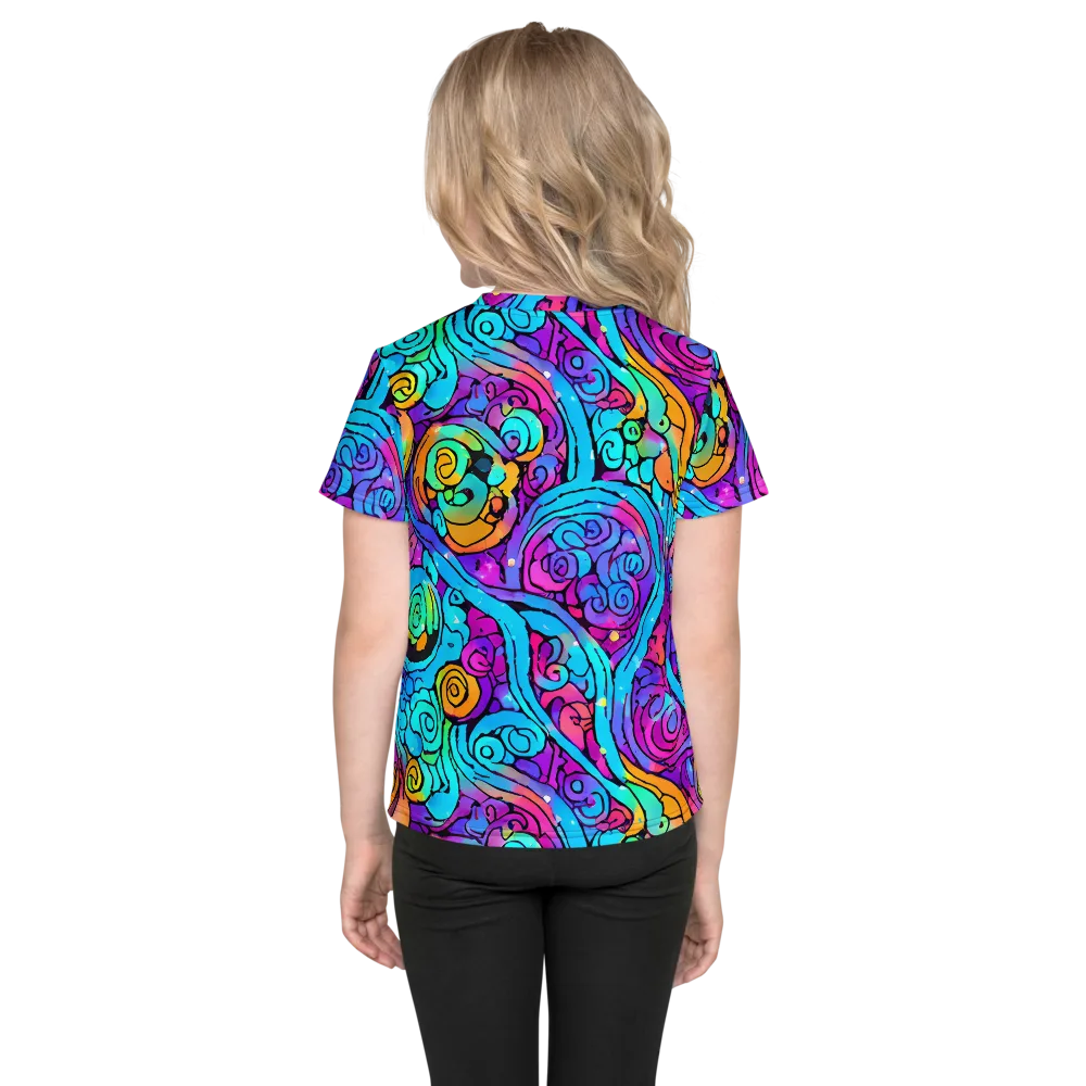 Colorstorm Spirals on Kids Crew Neck T-Shirt — Back