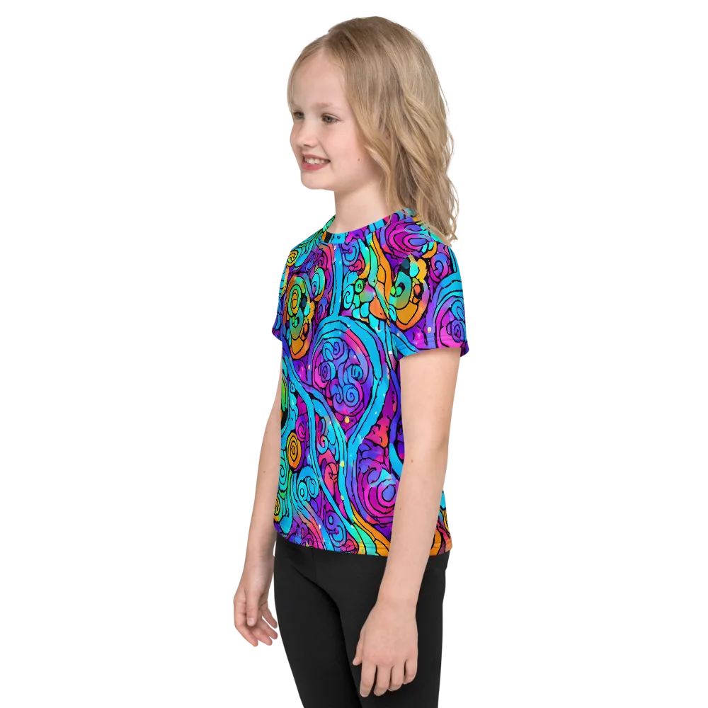 Colorstorm Spirals on Kids Crew Neck T-Shirt — Left