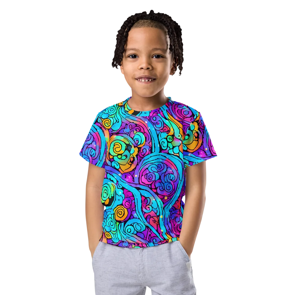 Colorstorm Spirals on Kids Crew Neck T-Shirt — Front