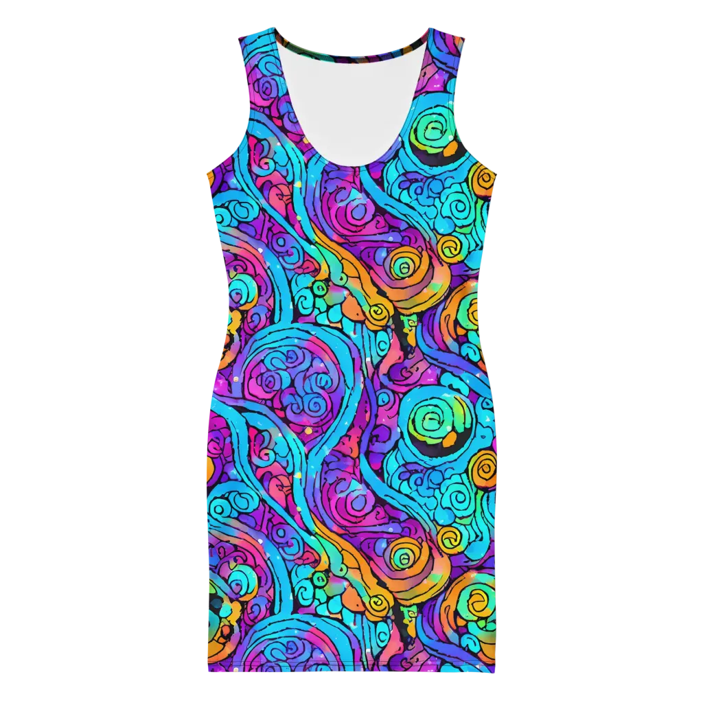 Colorstorm Spirals on Bodycon Dress — Front