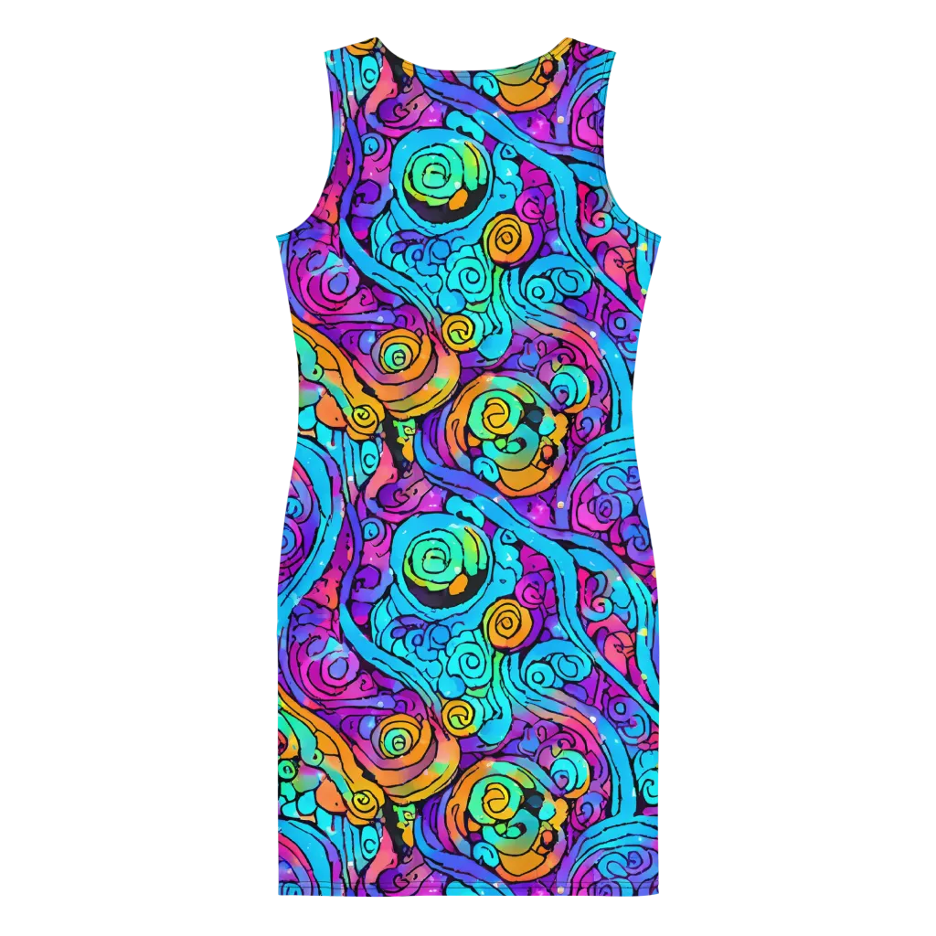 Colorstorm Spirals on Bodycon Dress — Back
