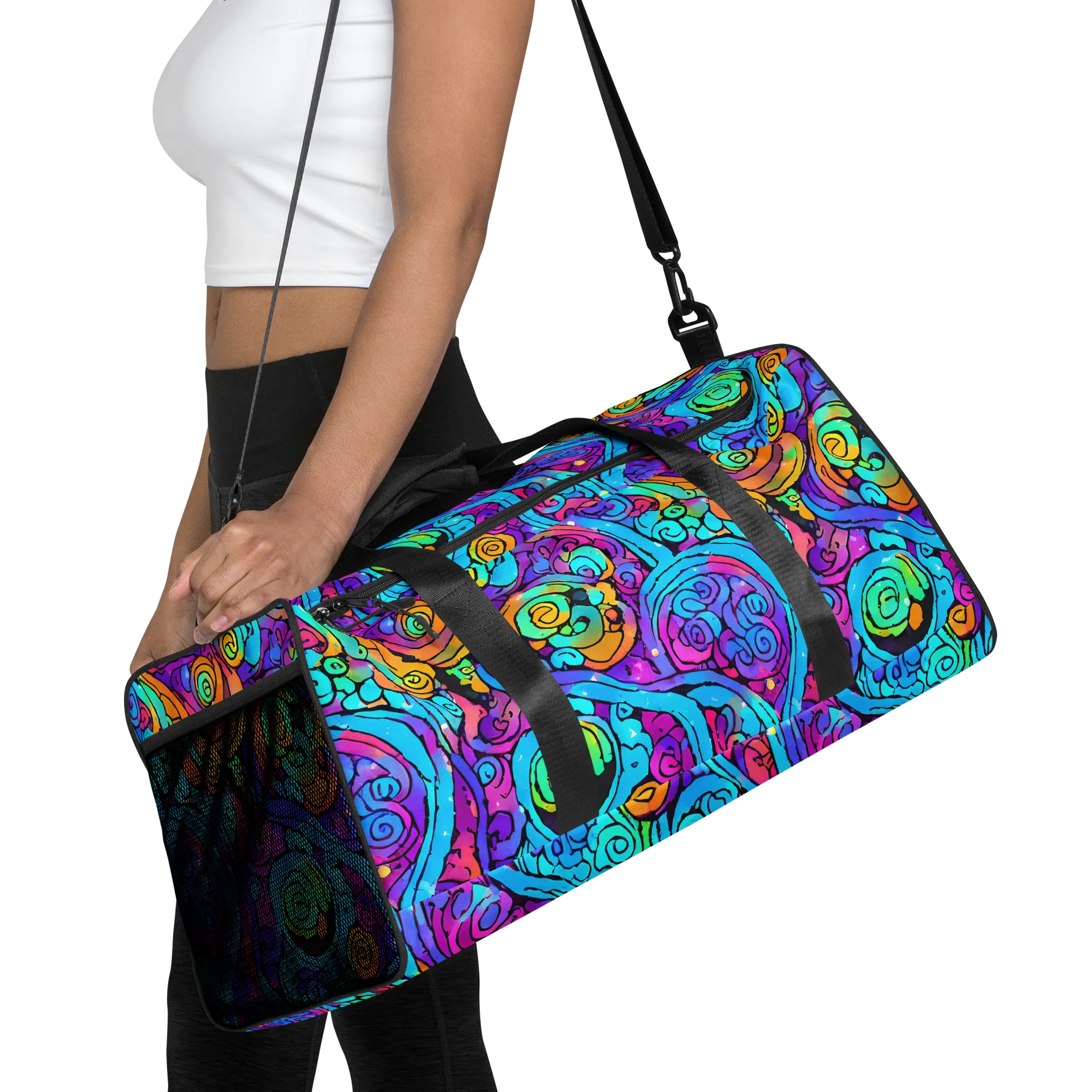 Colorstorm Spirals on Duffle Bag — Front