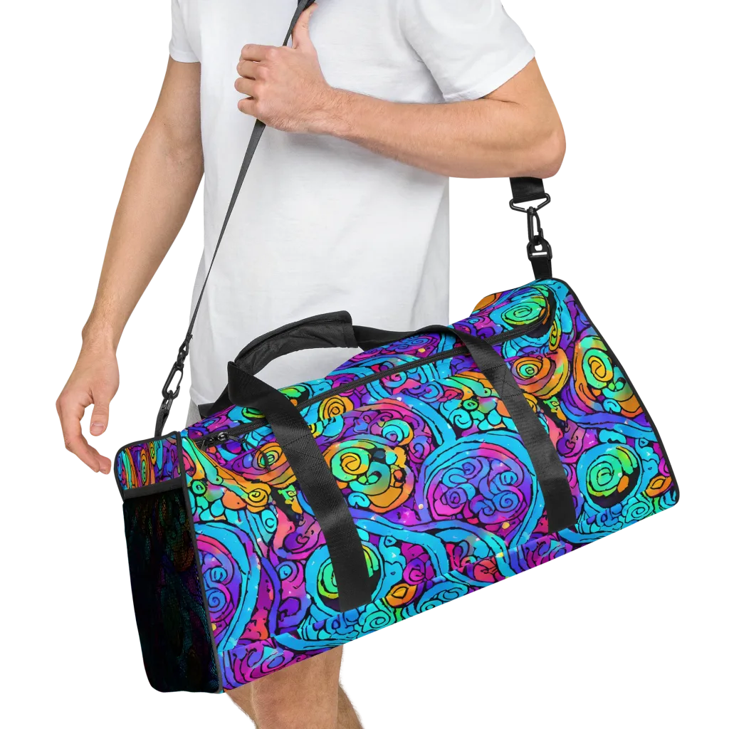 Colorstorm Spirals on Duffle Bag — Right Front