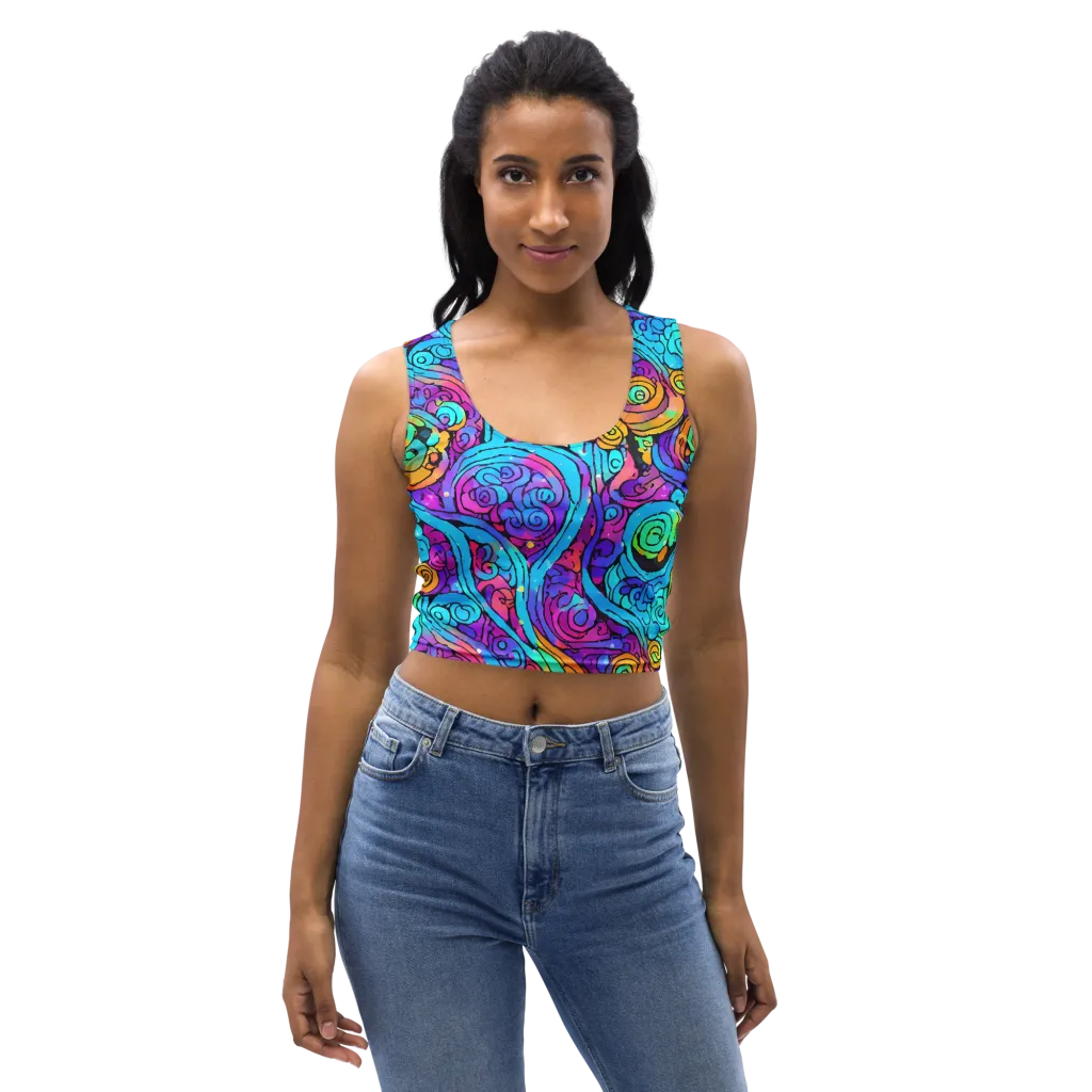 Colorstorm Spirals on Crop Top — Front