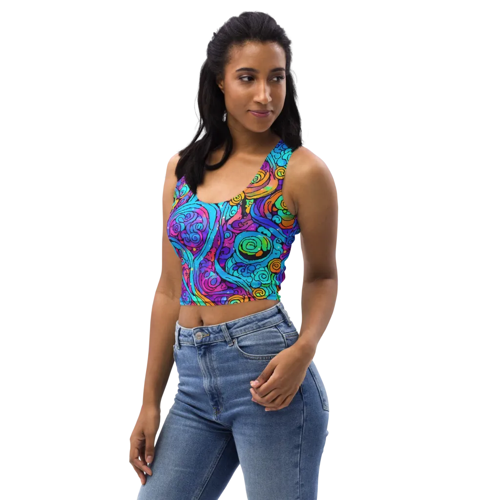 Colorstorm Spirals on Crop Top — Left Front