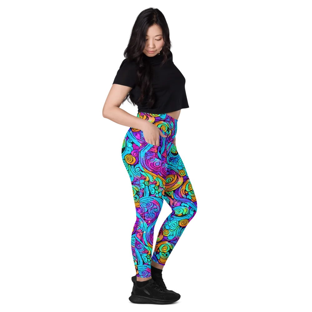 Colorstorm Spirals on Leggings with Pockets — Right
