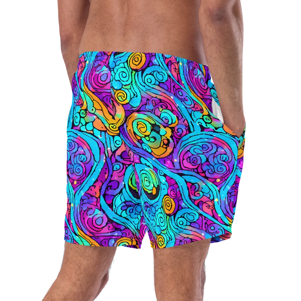 Colorstorm Spirals on Swim Trunks — Right Back