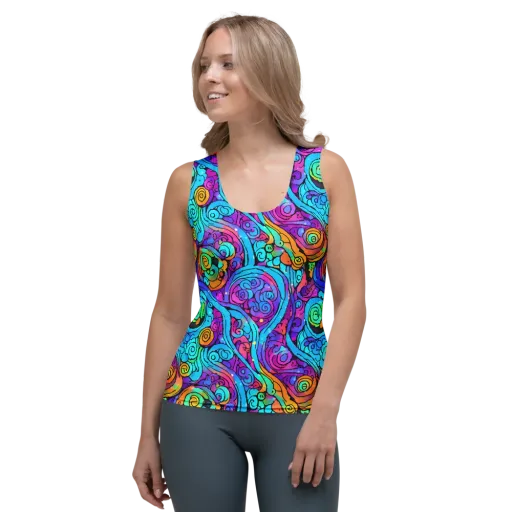 Colorstorm Spirals on a Women's Tank Top