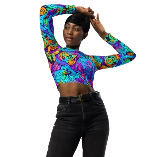 Colorstorm Spirals on a Long Sleeve Crop Top
