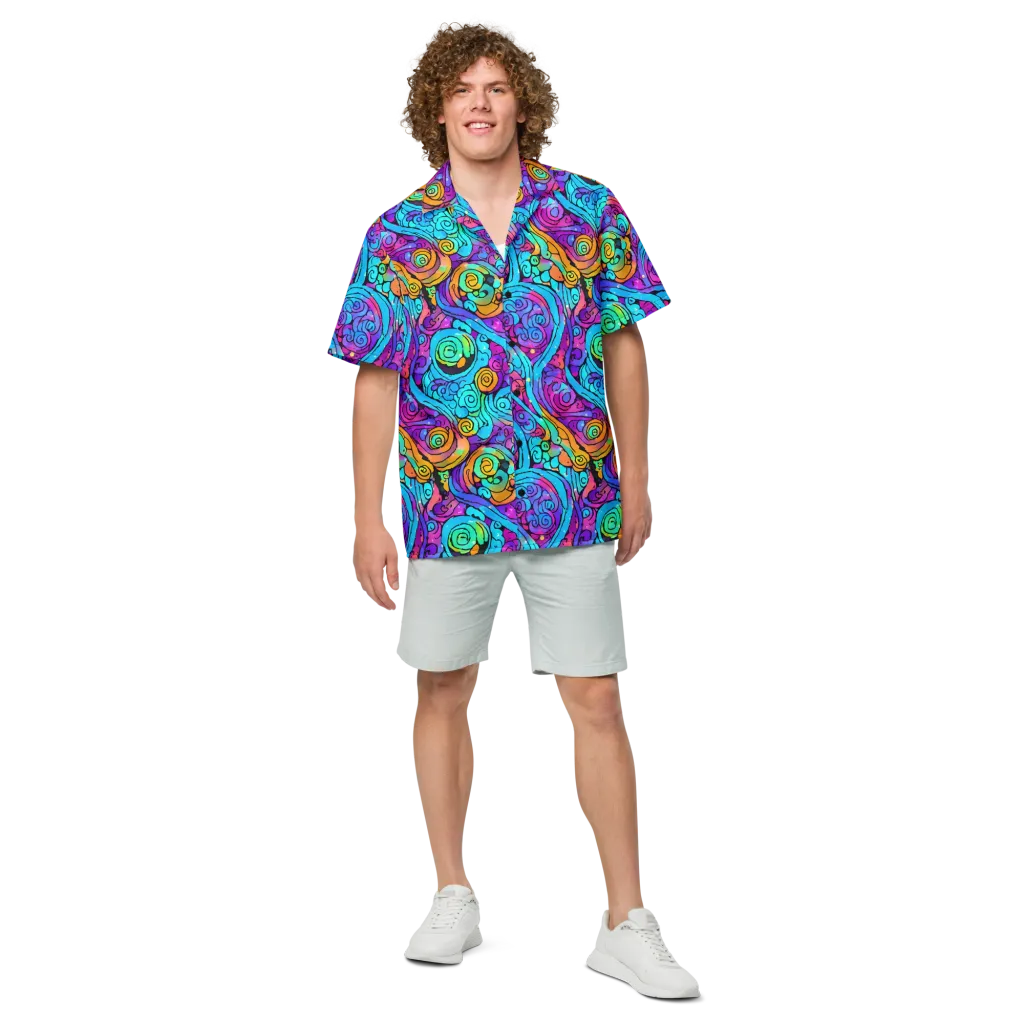 Colorstorm Spirals on Button Shirt — Front