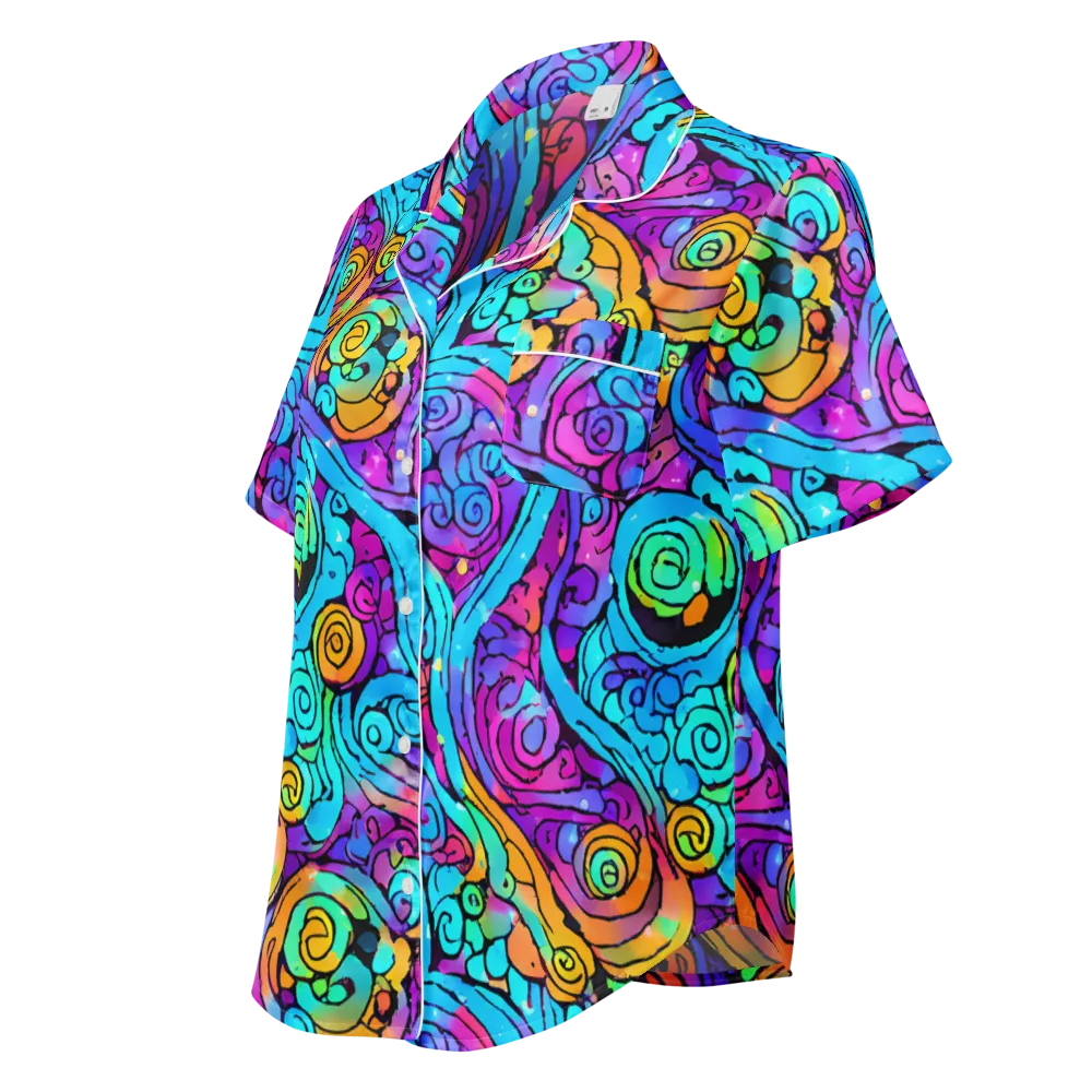 Colorstorm Spirals on Women's Short Sleeve Pajama Top — Left Front