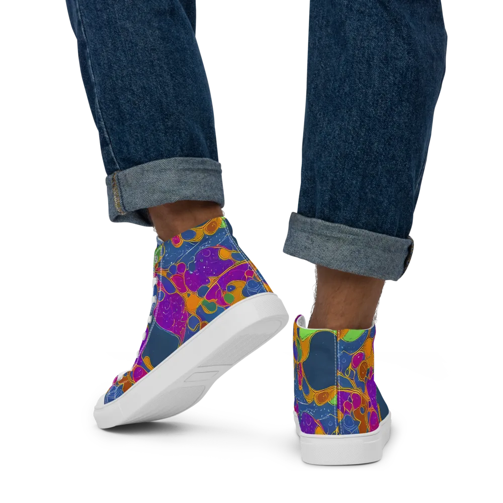 Vivid Bioform on Men's High Top Canvas Shoes — Back