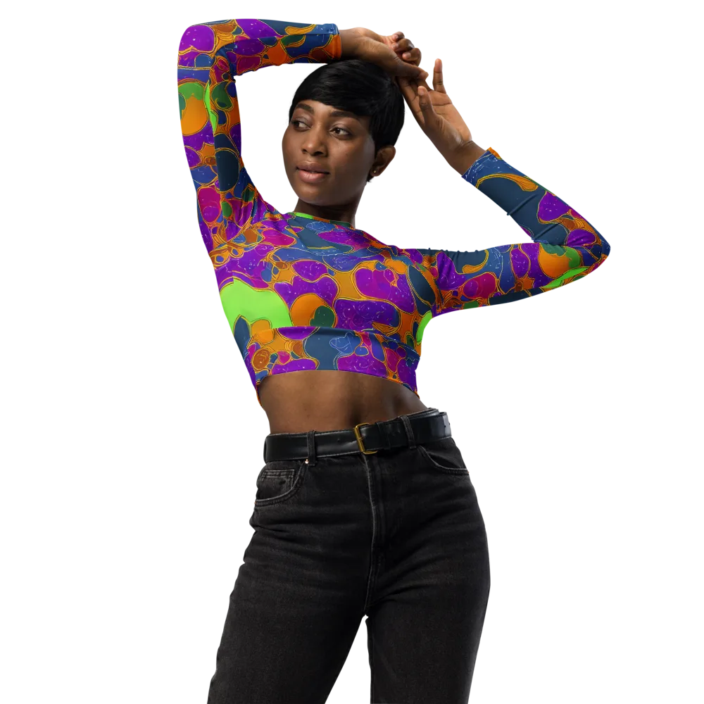 Vivid Bioform on Long Sleeve Crop Top — Front