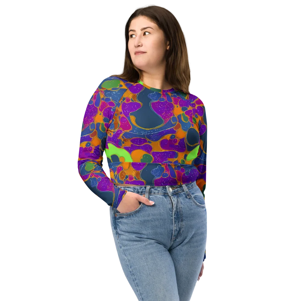 Vivid Bioform on Long Sleeve Crop Top — Front