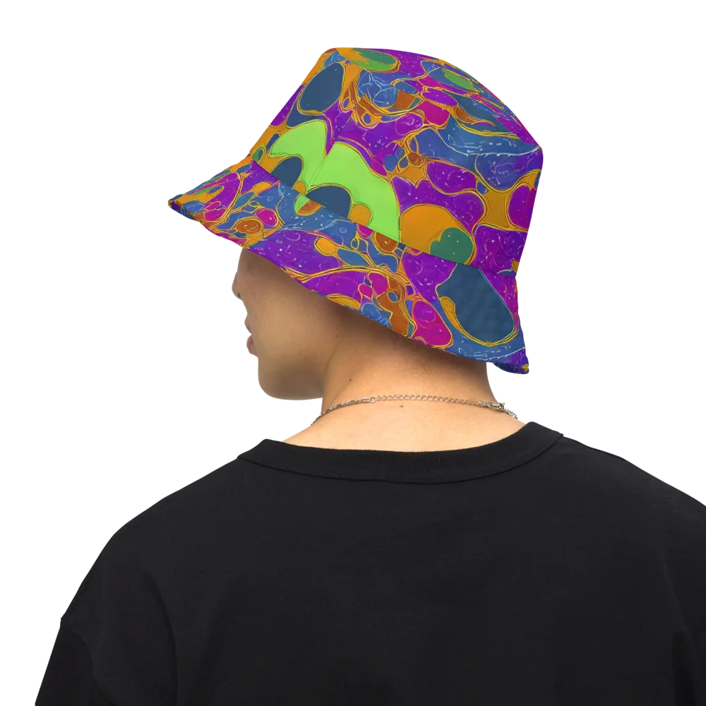 Vivid Bioform on Reversible Bucket Hat — Back Inside