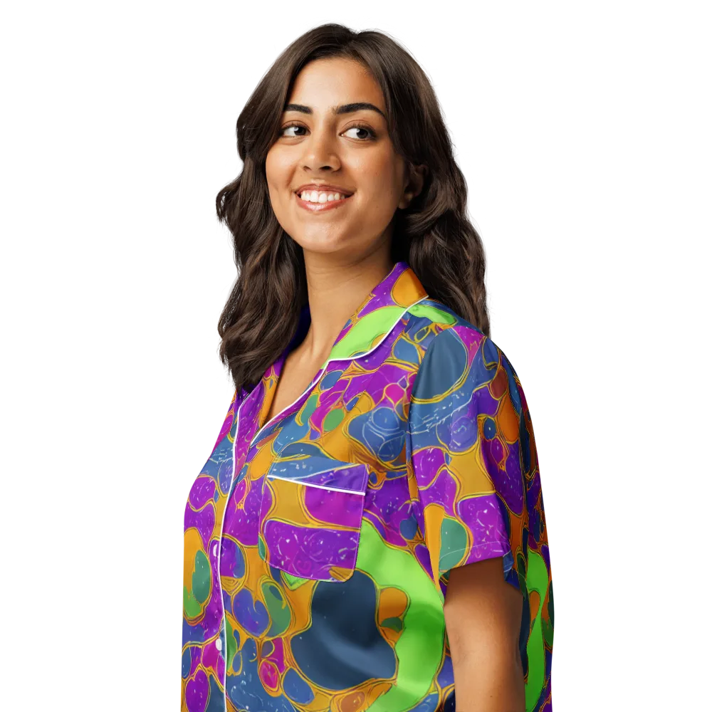 Vivid Bioform on Women's Short Sleeve Pajama Top — Left Front